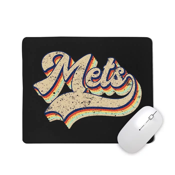 Mets Name Vintage Retro Baseball Lovers Baseball Fans Mousepad