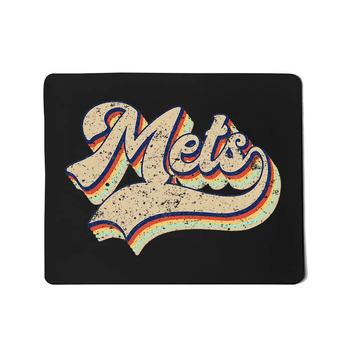 Mets Name Vintage Retro Baseball Lovers Baseball Fans Mousepad