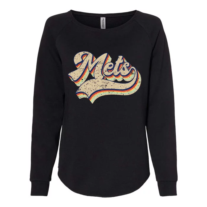 Mets Name Vintage Retro Baseball Lovers Baseball Fans Womens California Wash Sweatshirt