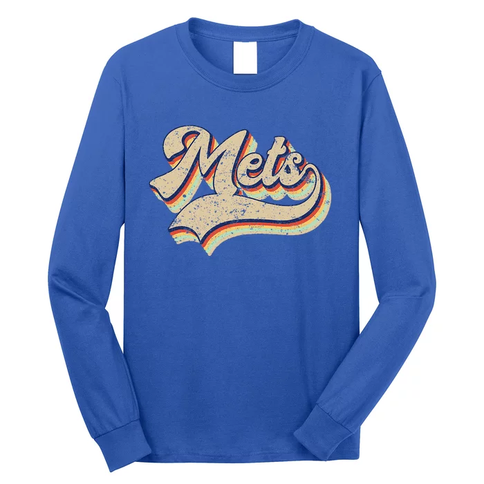 Mets Name Vintage Retro Baseball Lovers Baseball Fans Long Sleeve Shirt