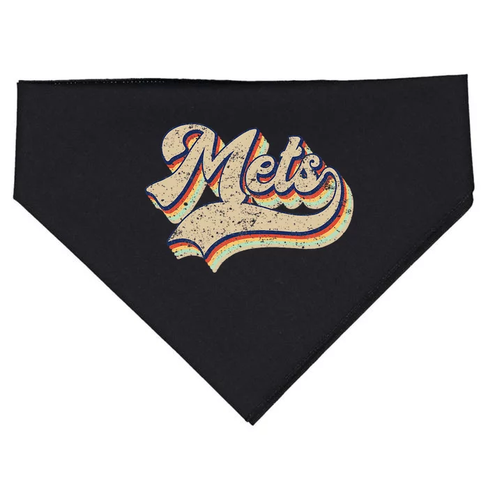 Mets Name Vintage Retro Baseball Lovers Baseball USA-Made Doggie Bandana