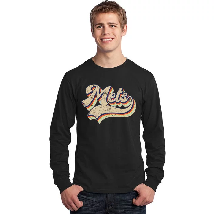 Mets Name Vintage Retro Baseball Lovers Baseball Tall Long Sleeve T-Shirt