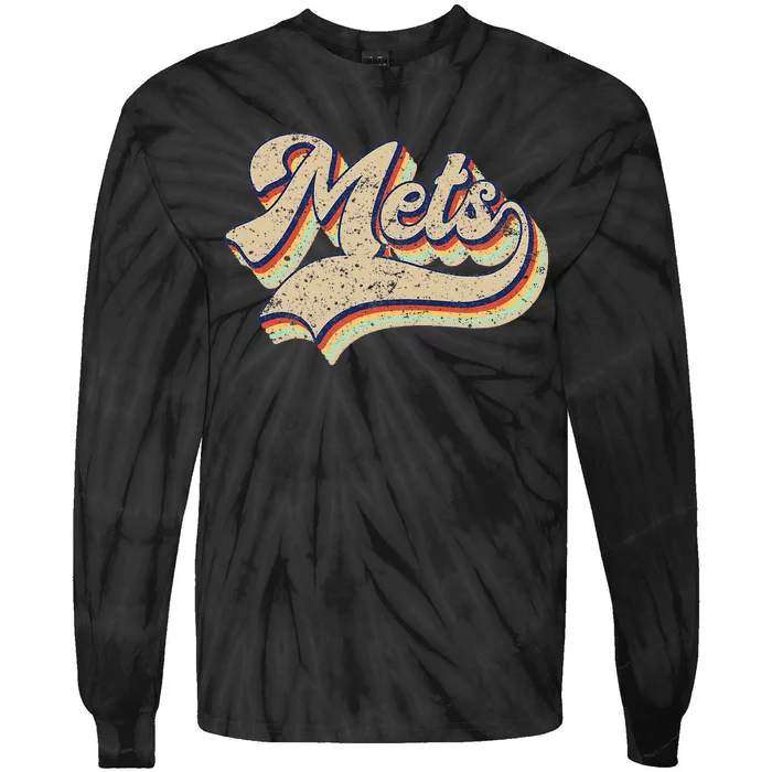 Mets Name Vintage Retro Baseball Lovers Baseball Tie-Dye Long Sleeve Shirt