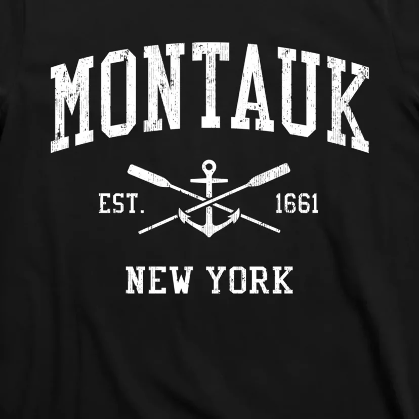  Montauk NY Vintage Crossed Oars & Boat Anchor Sports