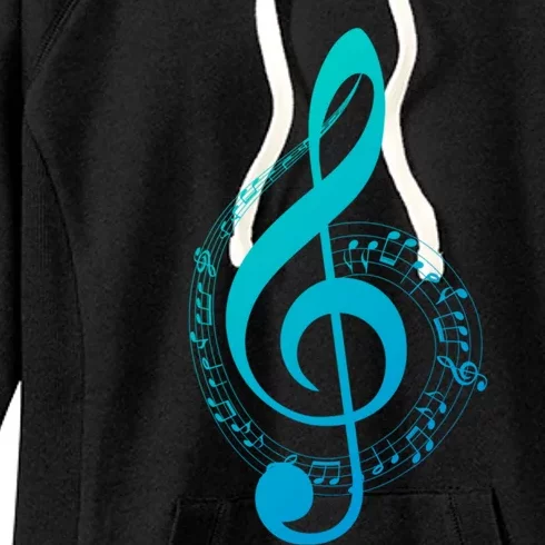 Music Note White Treble Clef Musical Symbol For Musician Gift Women's Fleece Hoodie