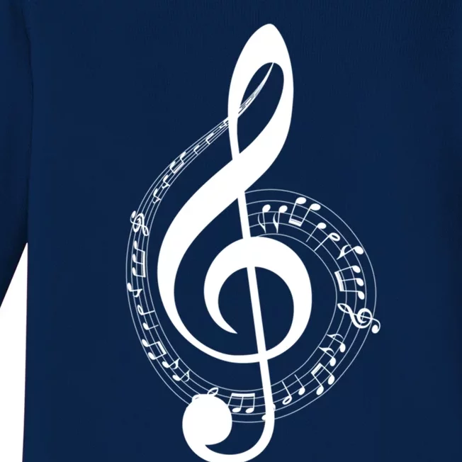 Music Note White Treble Clef Musical Symbol For Musician Gift Baby Long Sleeve Bodysuit