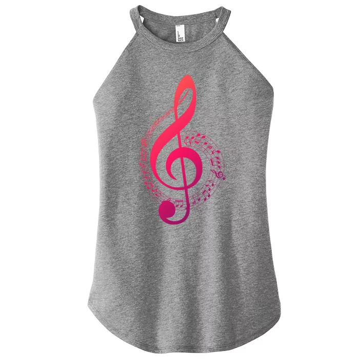 Music Note White Treble Clef Musical Symbol For Musician Gift Women’s Perfect Tri Rocker Tank