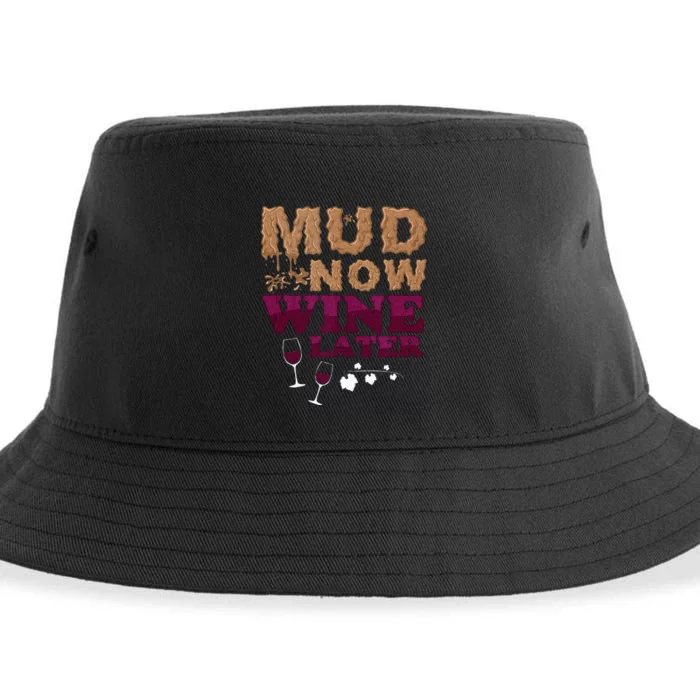 Mud Now Wine Later Obstacle Run Group Outfit Sustainable Bucket Hat