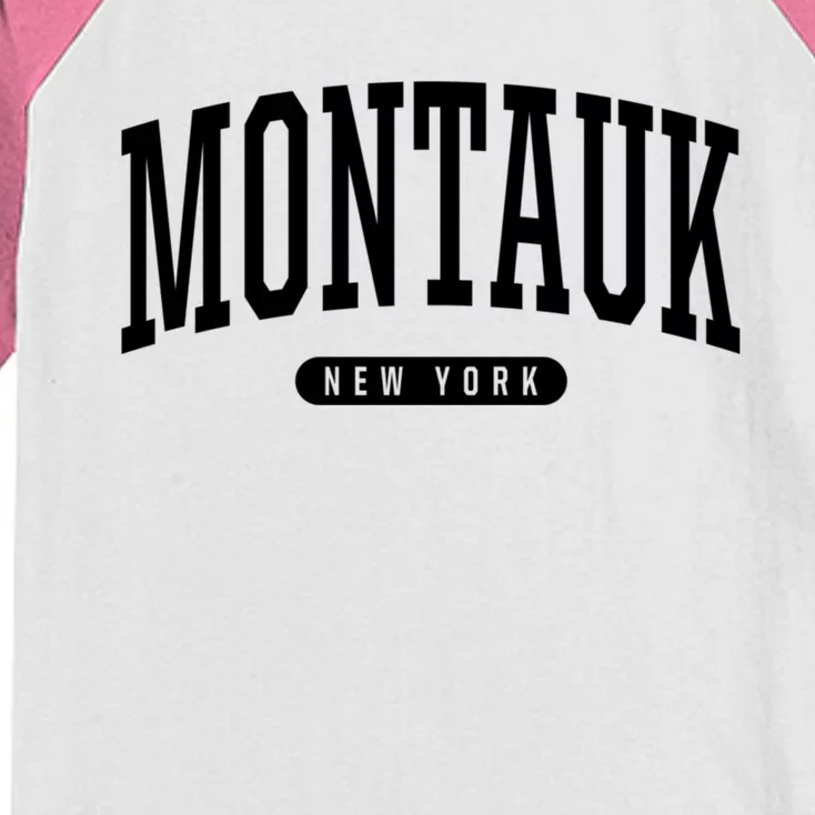 Montauk New York Souvenirs College Style Montauk New York Souvenir Kids Colorblock Raglan Jersey