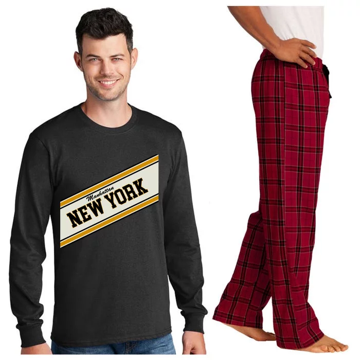 Manhattan New York Varsity Logo Long Sleeve Pajama Set