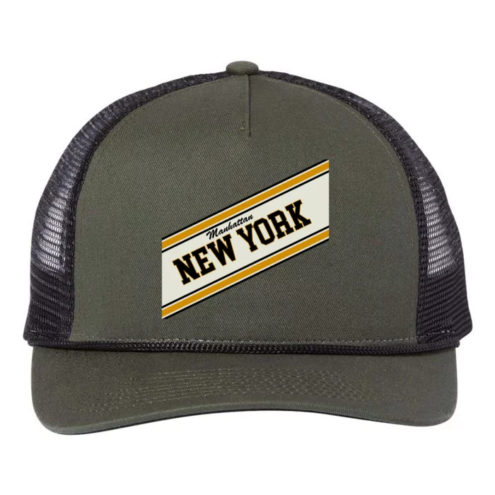 Manhattan New York Varsity Logo Retro Rope Trucker Hat Cap