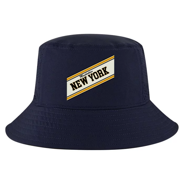 Manhattan New York Varsity Logo Cool Comfort Performance Bucket Hat