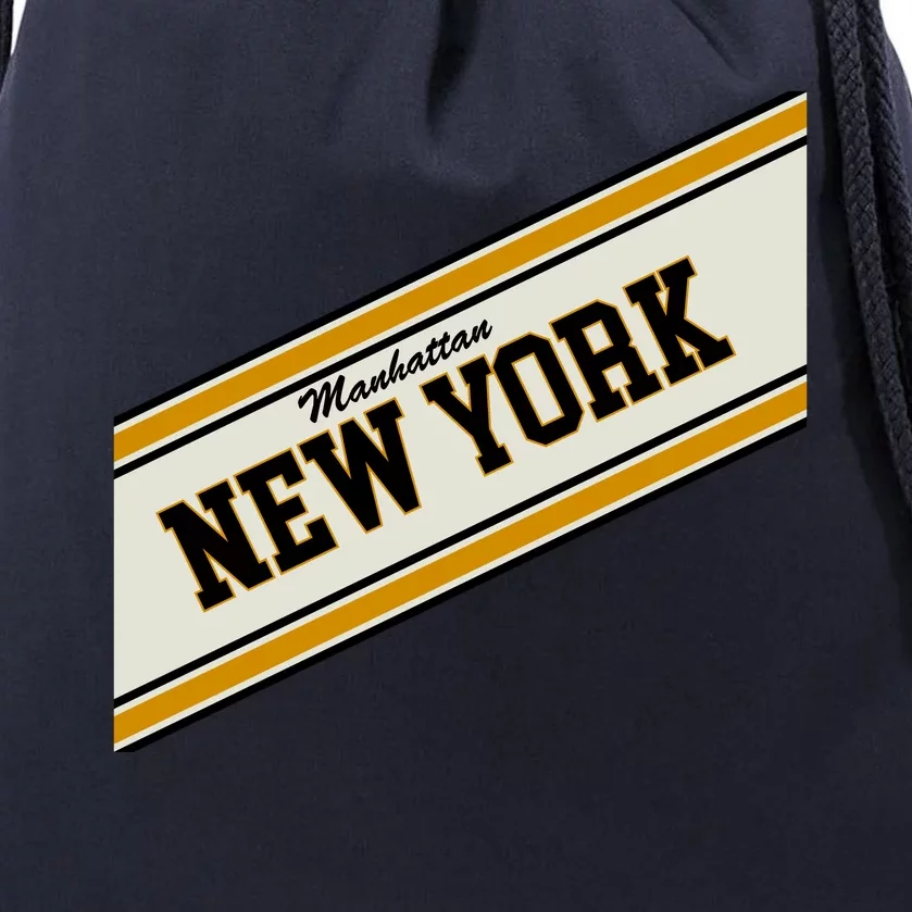 Manhattan New York Varsity Logo Drawstring Bag