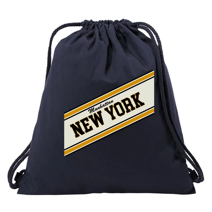 Manhattan New York Varsity Logo Drawstring Bag