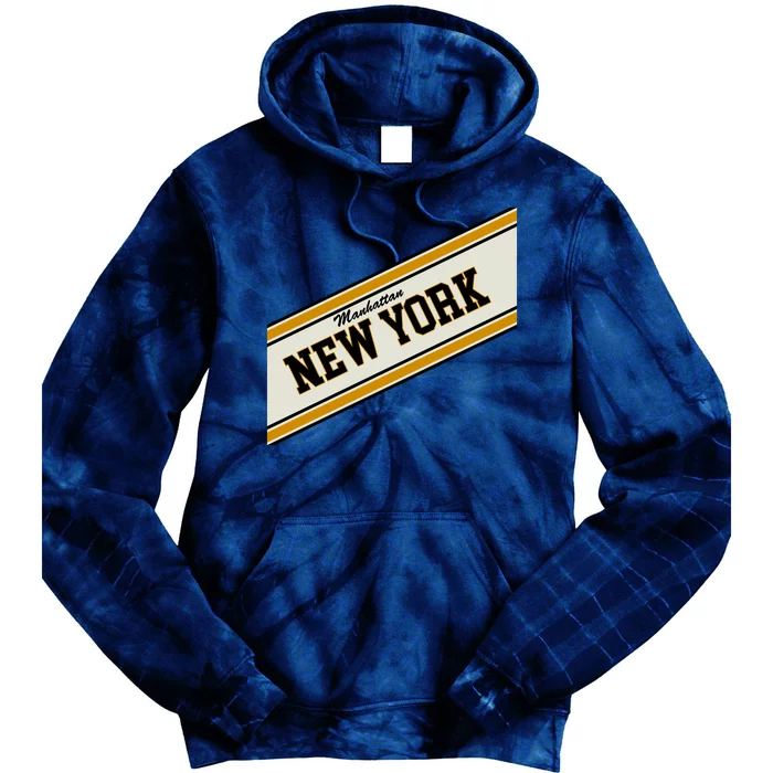 Manhattan New York Varsity Logo Tie Dye Hoodie