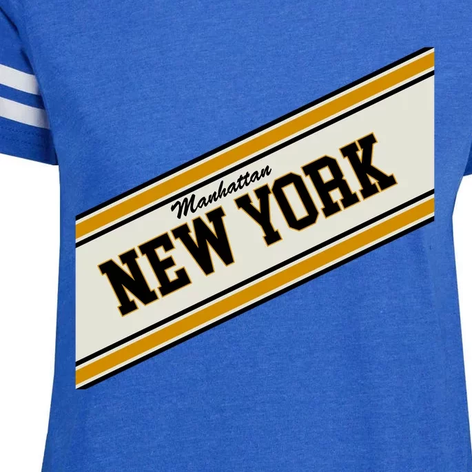 Manhattan New York Varsity Logo Enza Ladies Jersey Football T-Shirt