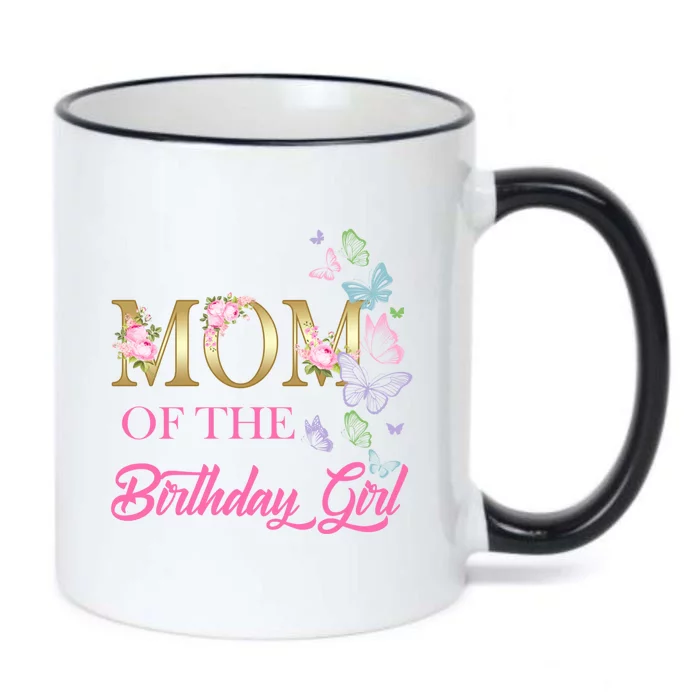 Mom One 1st First Birthday Matching Family Butterfly Floral Gift Black Color Changing Mug