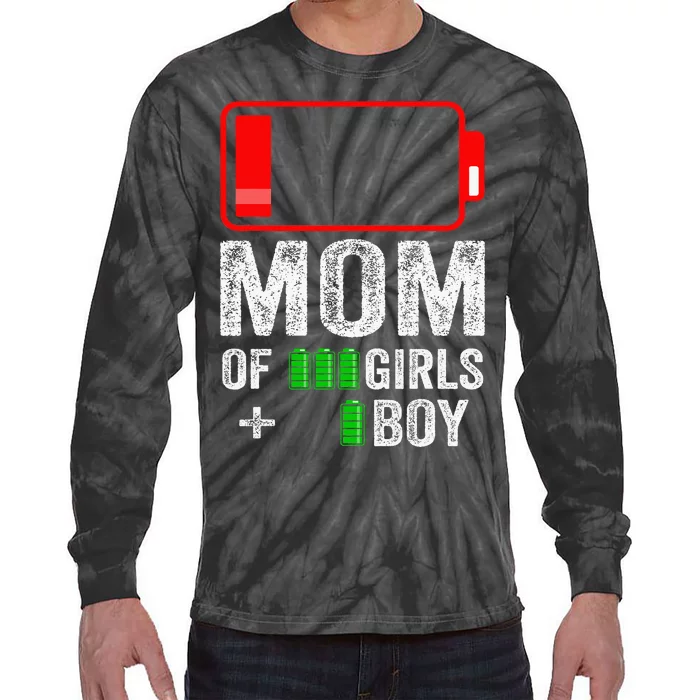 Mom Of 1 Boy 3 Girl From Mothers Day Birthday Tie-Dye Long Sleeve Shirt