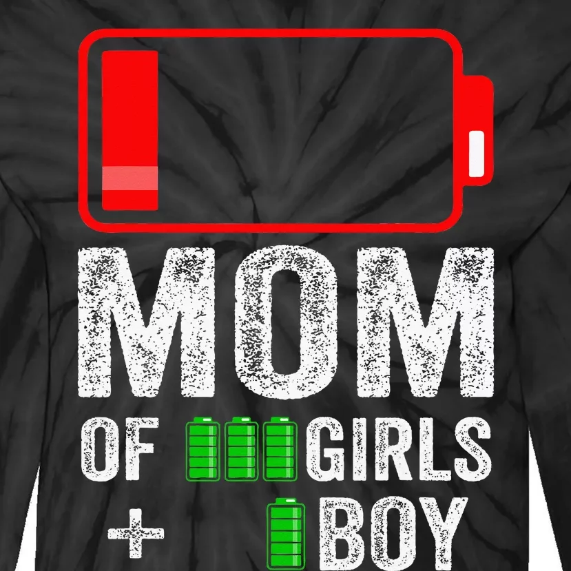 Mom Of 1 Boy 3 Girl From Mothers Day Birthday Tie-Dye Long Sleeve Shirt