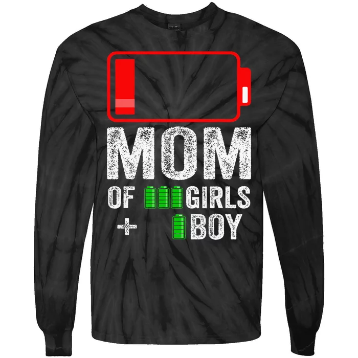 Mom Of 1 Boy 3 Girl From Mothers Day Birthday Tie-Dye Long Sleeve Shirt