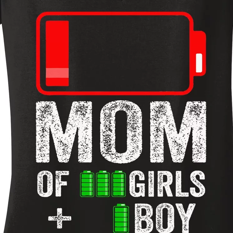 Mom Of 1 Boy 3 Girl From Mothers Day Birthday Women's V-Neck T-Shirt