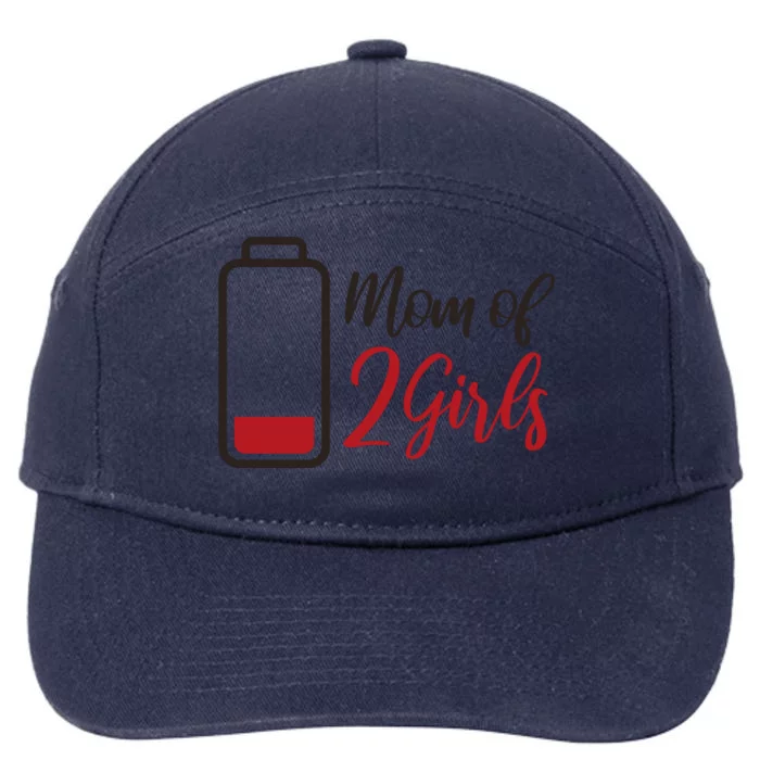 Mom Of 2 Girls Low Battery 7-Panel Snapback Hat