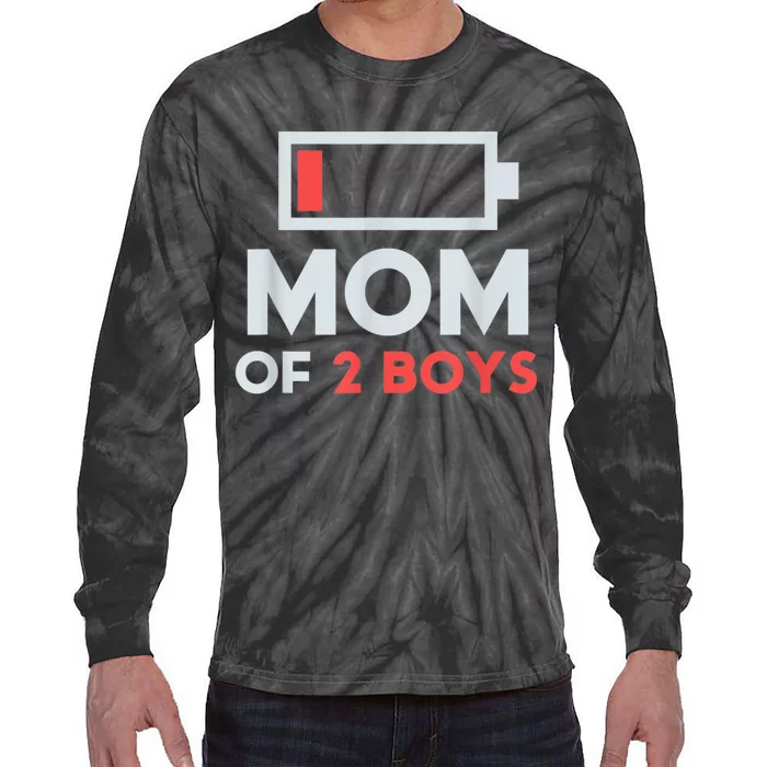 Mom Of 2 Boy_s Gift From Son Mothers Day Birthday Women Tie-Dye Long Sleeve Shirt