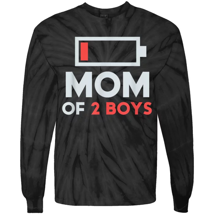 Mom Of 2 Boy_s Gift From Son Mothers Day Birthday Women Tie-Dye Long Sleeve Shirt