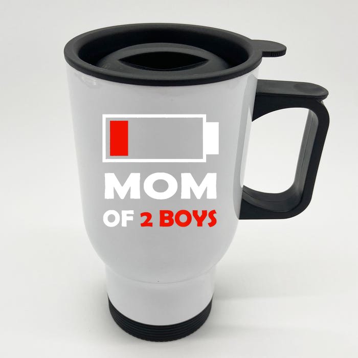 Mom Of 2 Funny Design Front & Back Stainless Steel Travel Mug