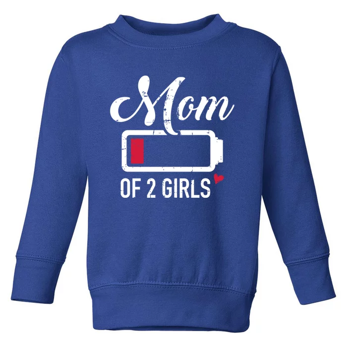 Mom Of 2 Low Battery Cute Gift Toddler Sweatshirt