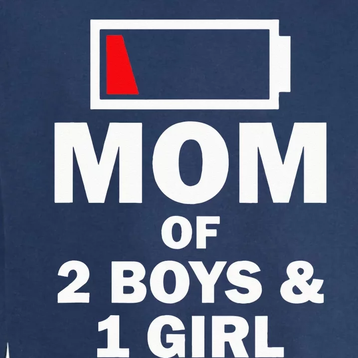 Mom Of 2 1 Girl Clothing Mother Wife Garment-Dyed Sweatshirt