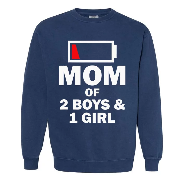 Mom Of 2 1 Girl Clothing Mother Wife Garment-Dyed Sweatshirt