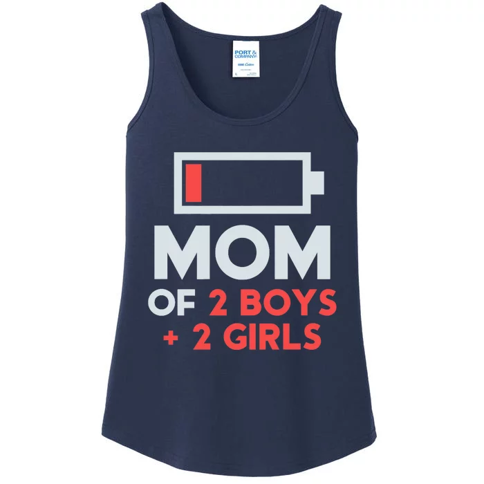 Mom of 2 Boy 2 Girl T Mothers Day Gift from Daughter Ladies Essential Tank