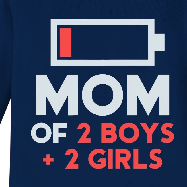 Mom of 2 Boy 2 Girl T Mothers Day Gift from Daughter Baby Long Sleeve Bodysuit