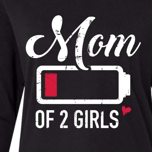 Mom Of 2 Low Battery Great Gift Womens Cotton Relaxed Long Sleeve T-Shirt