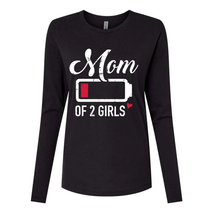 Mom Of 2 Low Battery Great Gift Womens Cotton Relaxed Long Sleeve T-Shirt