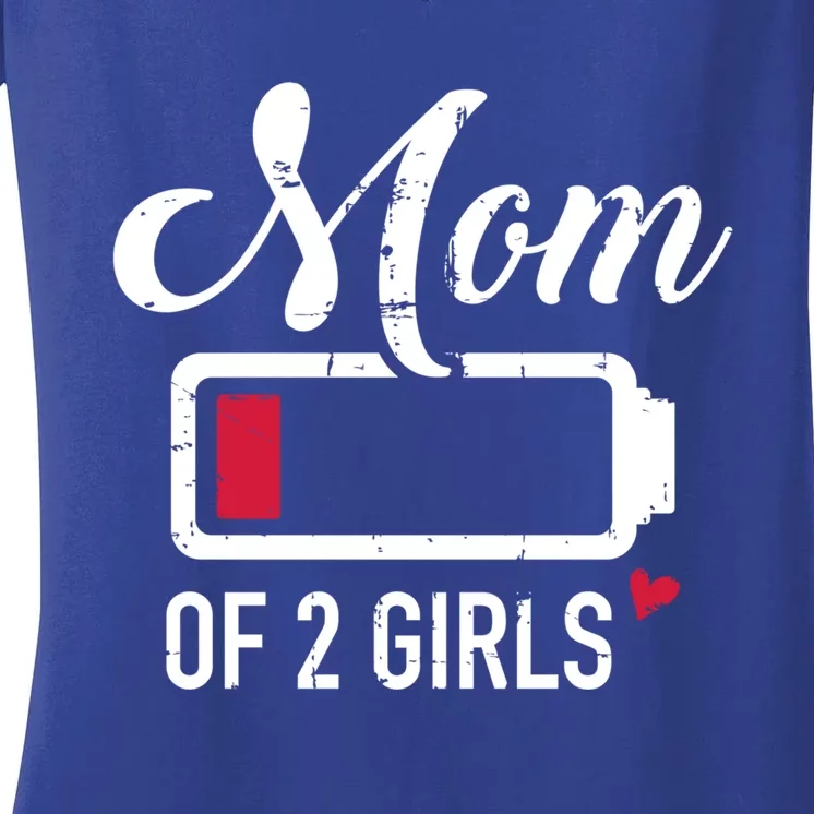 Mom Of 2 Low Battery Great Gift Women's V-Neck T-Shirt