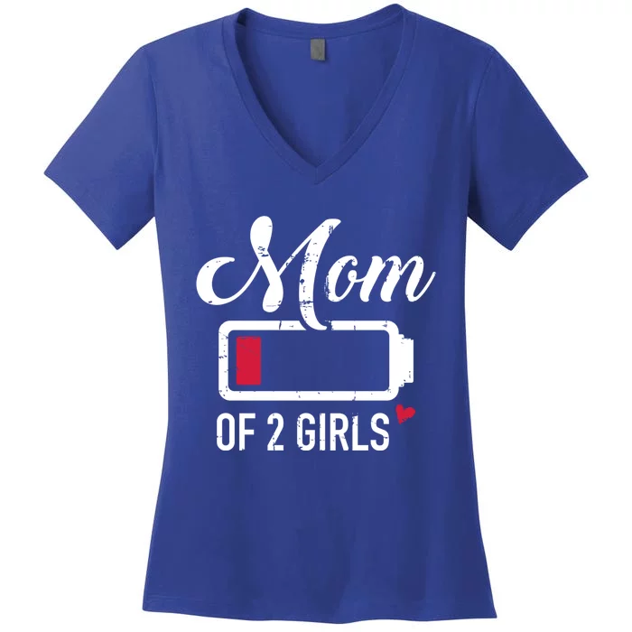 Mom Of 2 Low Battery Great Gift Women's V-Neck T-Shirt