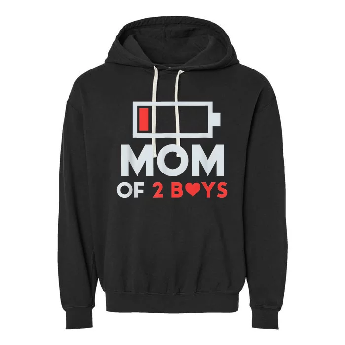 Mom of 2Boys from Son to mom for Mothers Day Birthday Garment-Dyed Fleece Hoodie