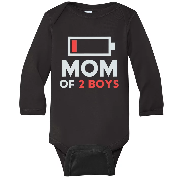 Mom of 2 Boys Shirt Gift from Son Mothers Day Birthday Baby Long Sleeve Bodysuit