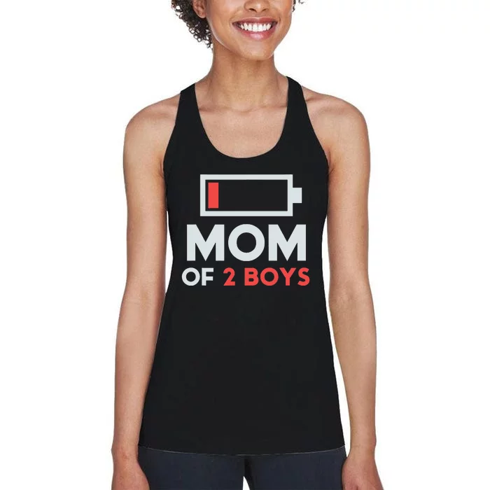 Mom of 2 Boys Shirt Gift from Son Mothers Day Birthday Women's Racerback Tank