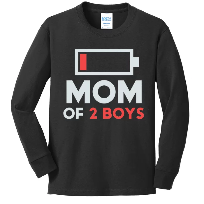 Mom of 2 Boys Shirt Gift from Son Mothers Day Birthday Kids Long Sleeve Shirt