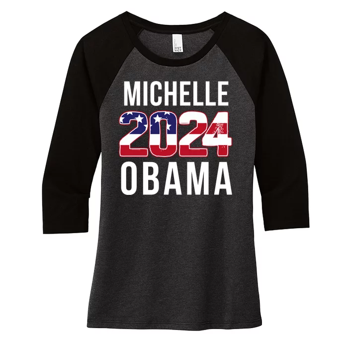 Michelle Obama 2024 Unisex Democrat Presidential Election Men Women Women's Tri-Blend 3/4-Sleeve Raglan Shirt