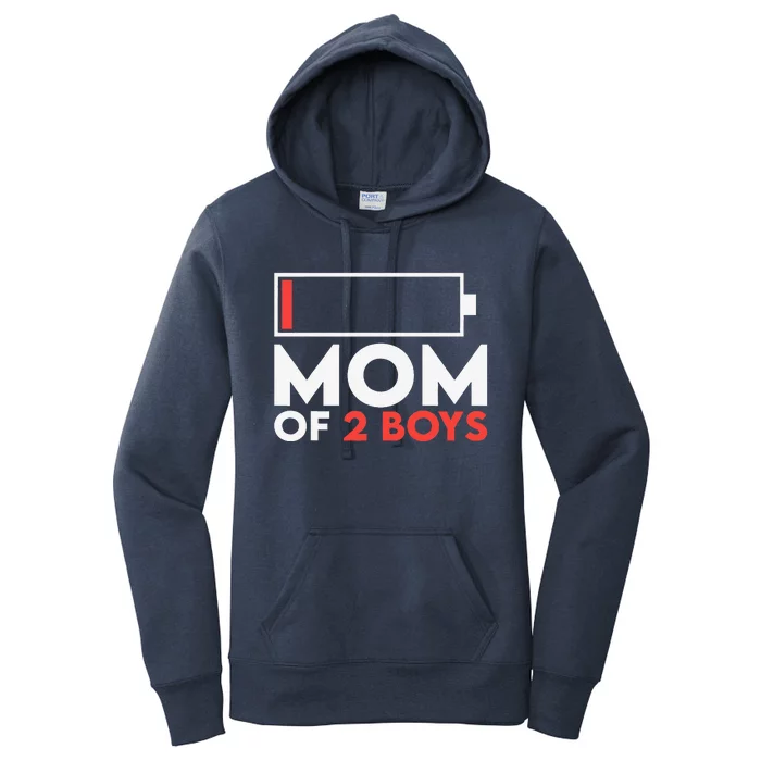 Mom Of 2 Low Battery Mothers Day Birthday Women's Pullover Hoodie