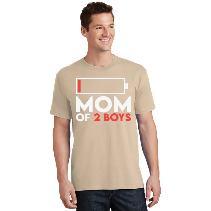 Mom Of 2 Low Battery Mothers Day Birthday T-Shirt