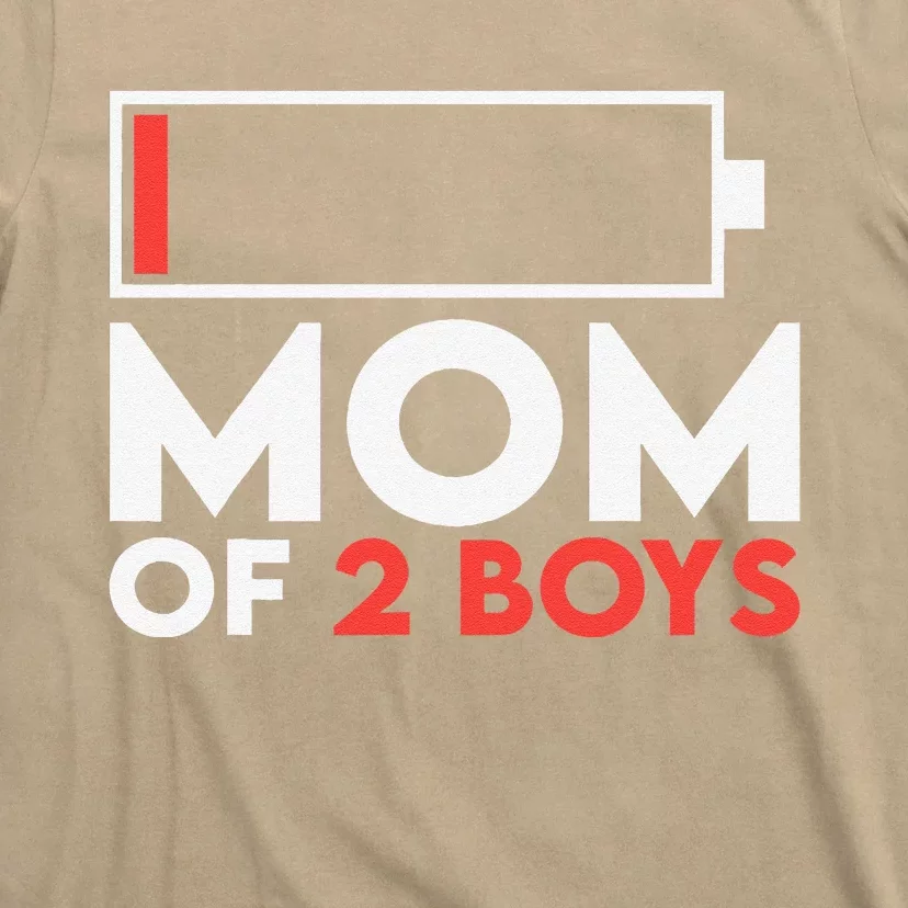 Mom Of 2 Low Battery Mothers Day Birthday T-Shirt