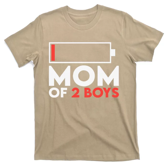 Mom Of 2 Low Battery Mothers Day Birthday T-Shirt