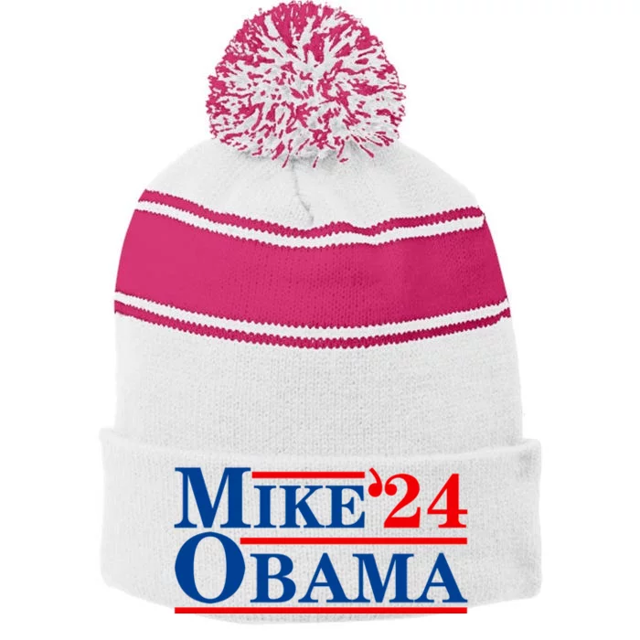 Mike Obama 2024 Stripe Pom Pom Beanie