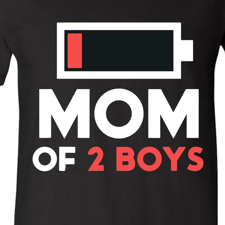 Mom Of 2 Gift From Son Mothers Day Birthday V-Neck T-Shirt