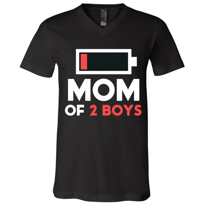 Mom Of 2 Gift From Son Mothers Day Birthday V-Neck T-Shirt